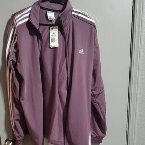 Adidas Women's Purple Jacket with White Stripes